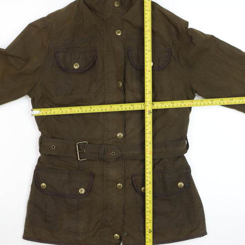 Elveden Square Women Brown Waxed Cotton Belted Field Jacket Size 8