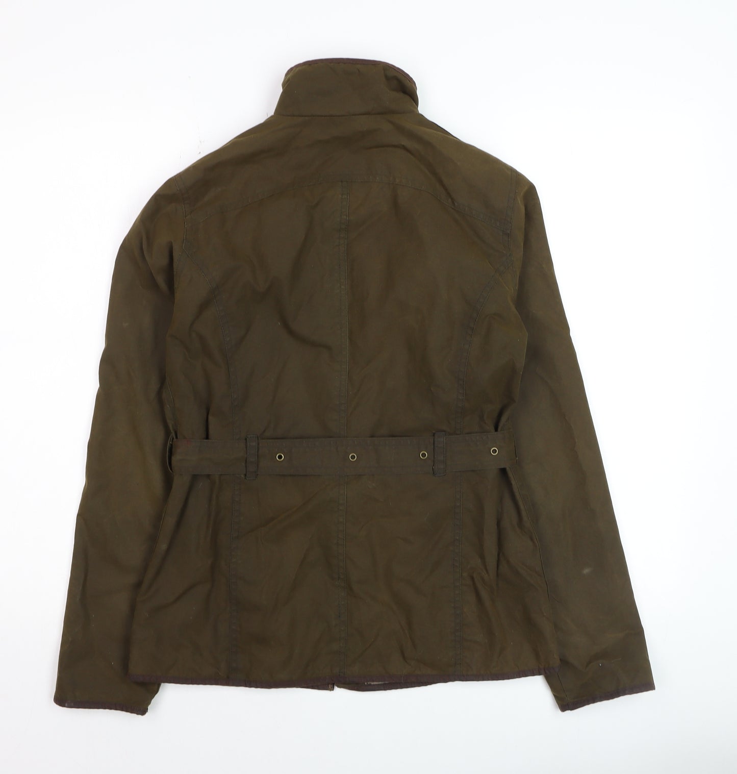 Elveden Square Women Brown Waxed Cotton Belted Field Jacket Size 8