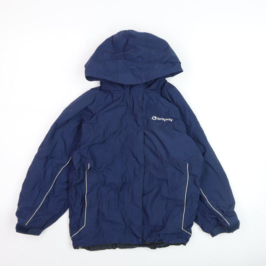 Sprayway Boys Blue Waterproof Hooded Parka Coat Age 8