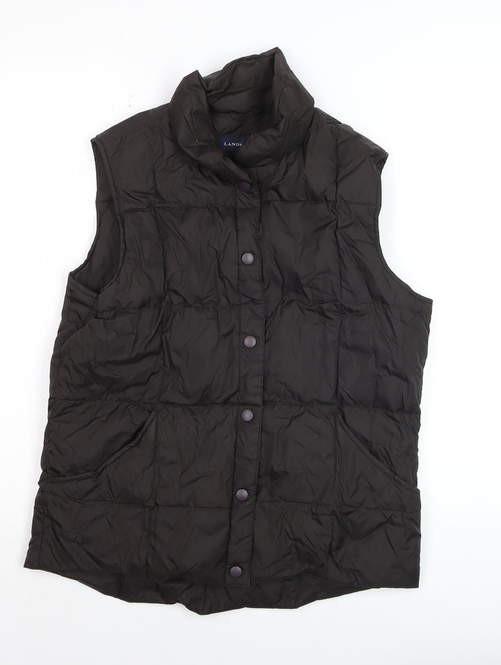Lands' End Women's Black Puffer Down Waistcoat Gilet Size S 8