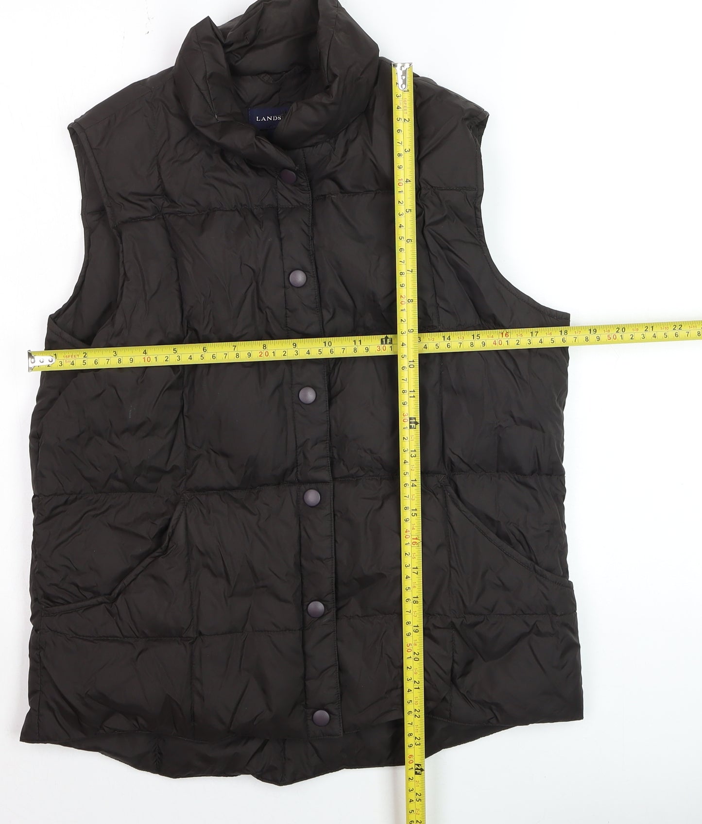 Lands' End Women's Black Puffer Down Waistcoat Gilet Size S 8
