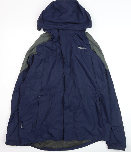Mountain Warehouse Men's Blue Small Waterproof Hooded Rain Jacket
