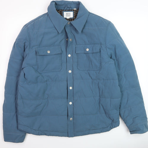 White Stuff Men's Blue Quilted Lined Jacket Size L