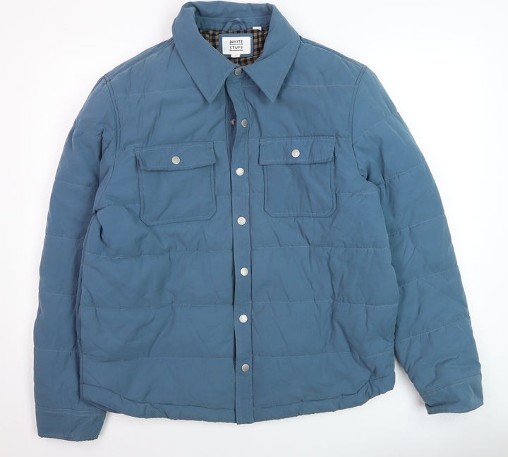 White Stuff Men's Blue Quilted Lined Jacket Size L