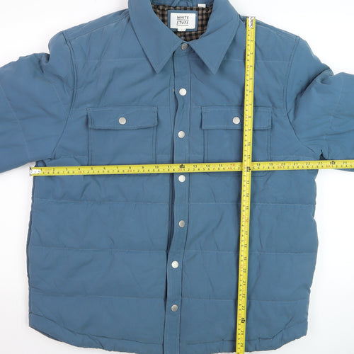 White Stuff Men's Blue Quilted Lined Jacket Size L