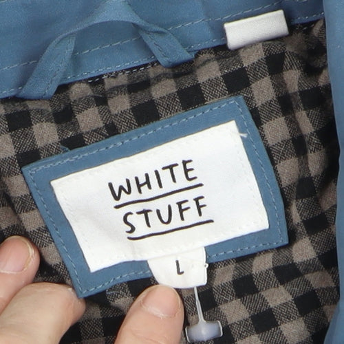 White Stuff Men's Blue Quilted Lined Jacket Size L