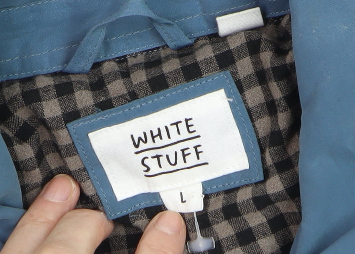 White Stuff Men's Blue Quilted Lined Jacket Size L