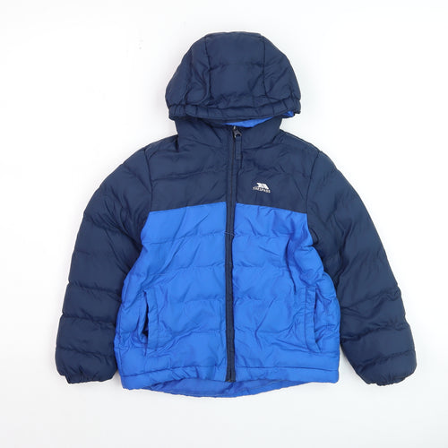 Trespass Boys Blue Hooded Puffer Jacket 3-4 Years Water Resistant Winter Coat