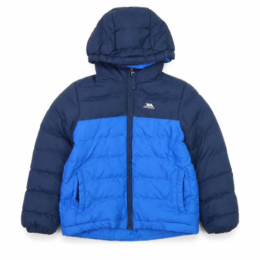 Trespass Boys Blue Hooded Puffer Jacket 3-4 Years Water Resistant Winter Coat