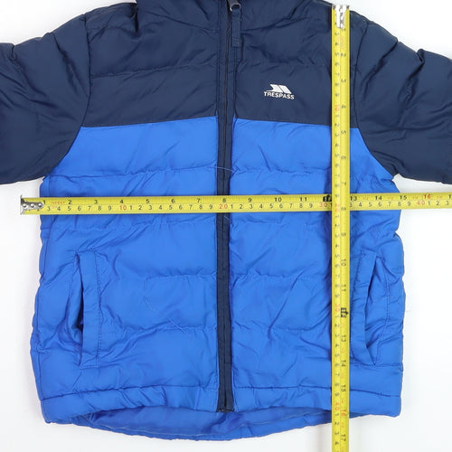 Trespass Boys Blue Hooded Puffer Jacket 3-4 Years Water Resistant Winter Coat