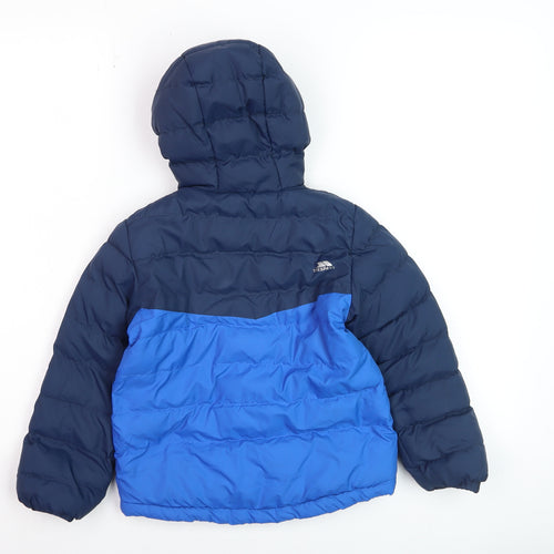 Trespass Boys Blue Hooded Puffer Jacket 3-4 Years Water Resistant Winter Coat