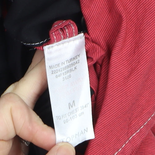 Topman Men's Red Cotton Trench Coat M 38in Belted Mid-Length