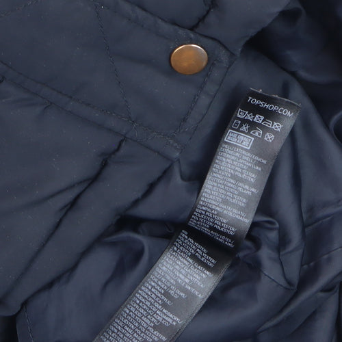 Topshop Women's Black Faux Fur Hooded Puffer Jacket Size 12