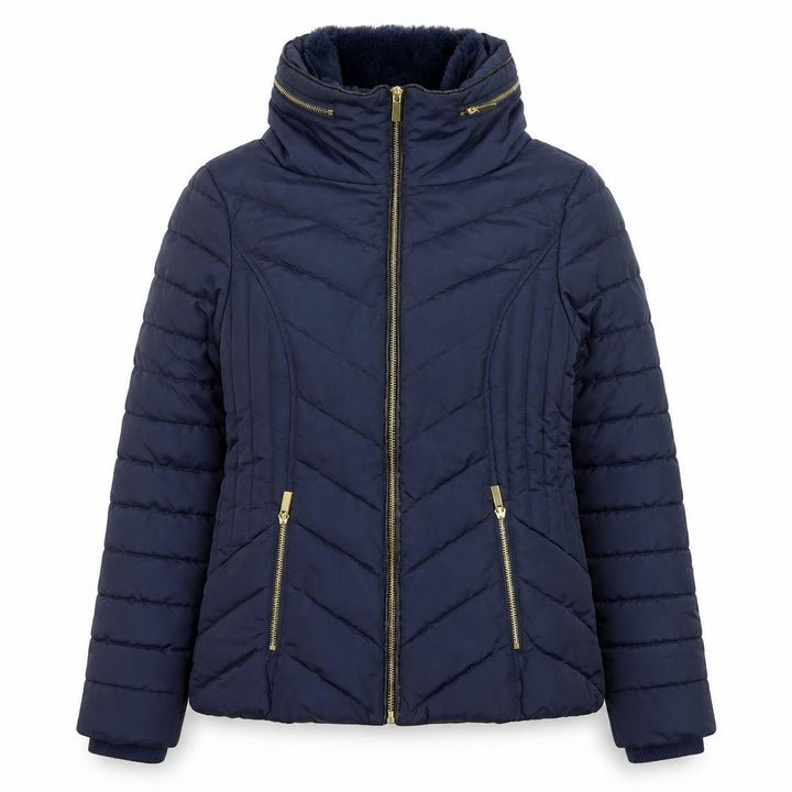 Oasis Women Blue Puffer Jacket Size 12 Mid-Length Winter Coat