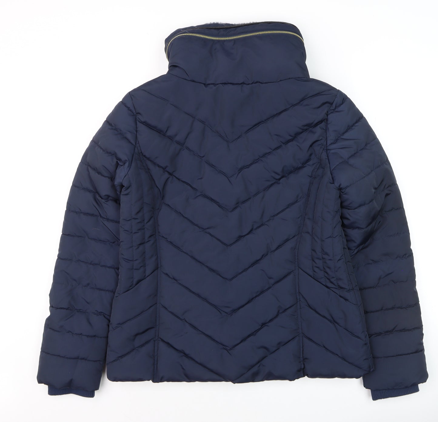 Oasis Women Blue Puffer Jacket Size 12 Mid-Length Winter Coat