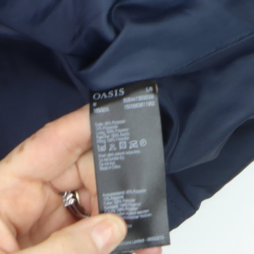 Oasis Women Blue Puffer Jacket Size 12 Mid-Length Winter Coat