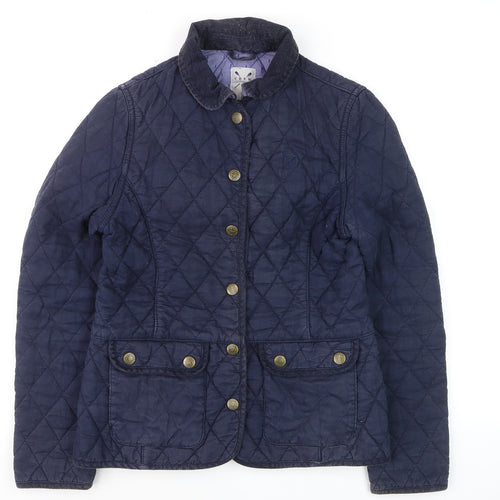Crew Clothing Co. Women's Blue Quilted Mid-Length Jacket Size 8