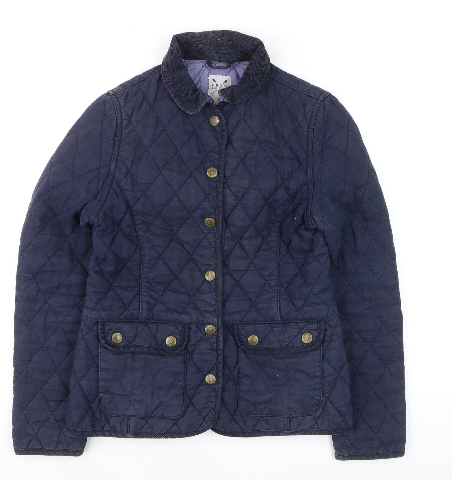 Crew Clothing Co. Women's Blue Quilted Mid-Length Jacket Size 8