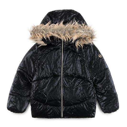 Michael Kors Girls Black Fur Trim Hooded Puffer Jacket 7-8 Years Winter Coat