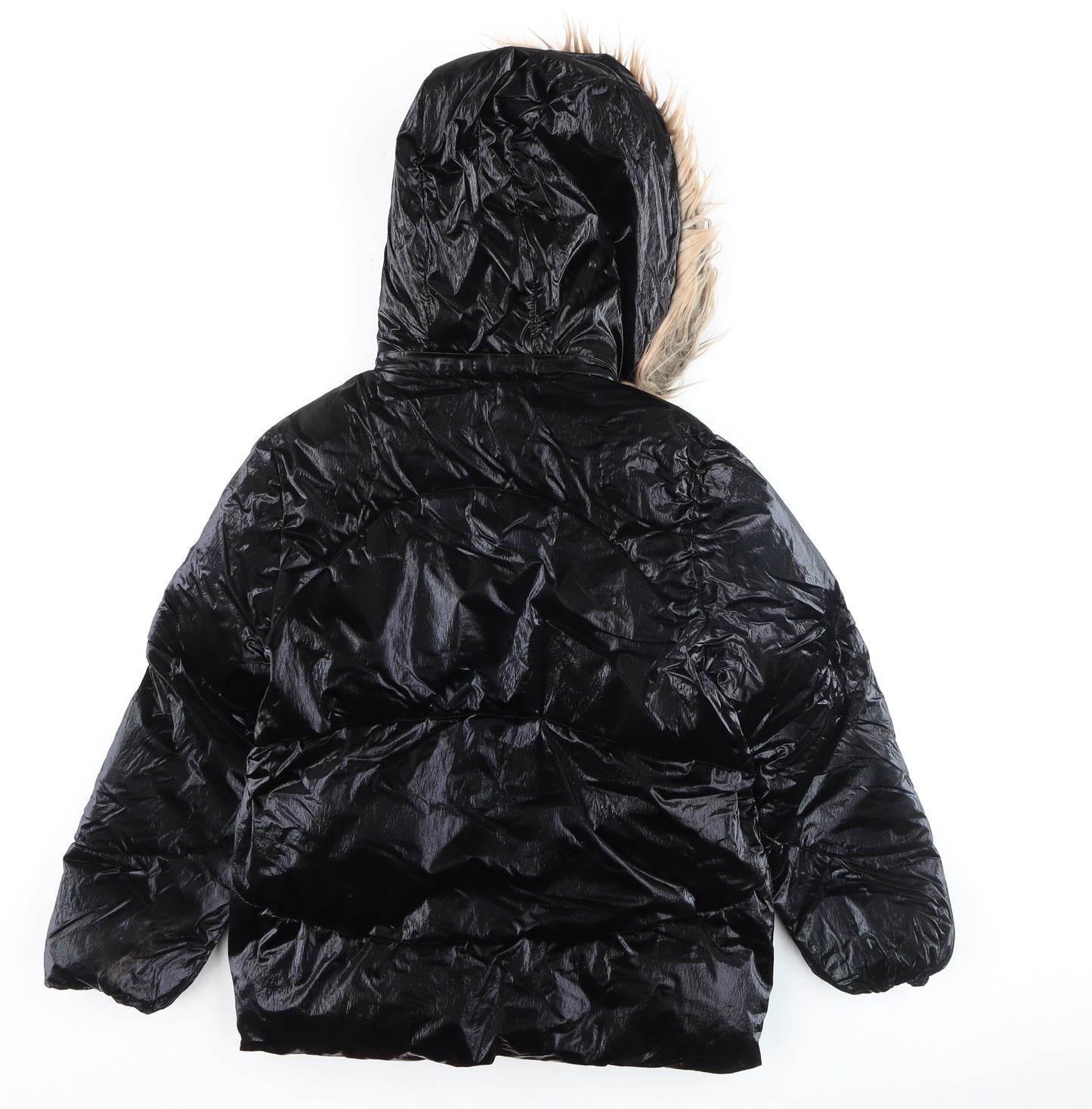 Michael Kors Girls Black Fur Trim Hooded Puffer Jacket 7-8 Years Winter Coat