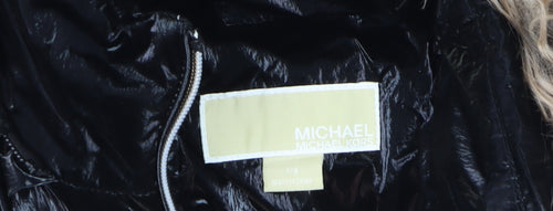 Michael Kors Girls Black Fur Trim Hooded Puffer Jacket 7-8 Years Winter Coat