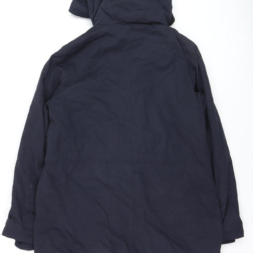 Jigsaw Women's Blue Hooded Parka Coat UK 10 Lined Long Zip