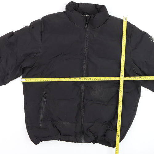 Pull & Bear Men's Black L Puffer Jacket Winter Polyester Coat