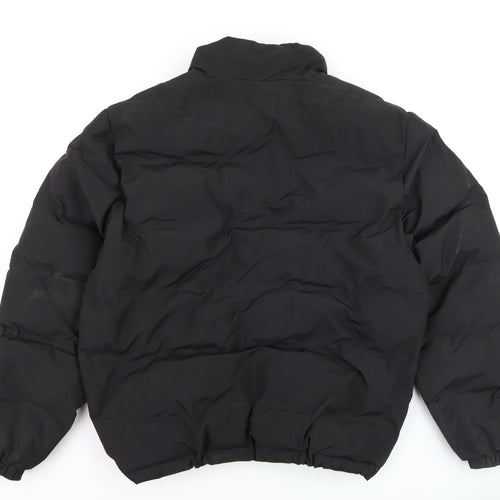 Pull & Bear Men's Black L Puffer Jacket Winter Polyester Coat