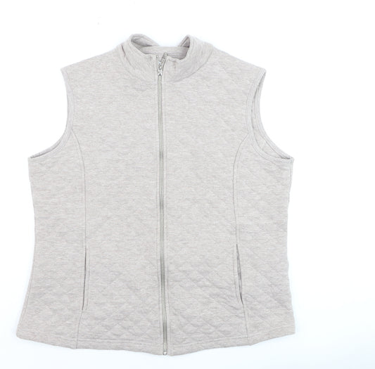 Dash Womens Beige Quilted Sleeveless Waistcoat Size 16 Full Zip