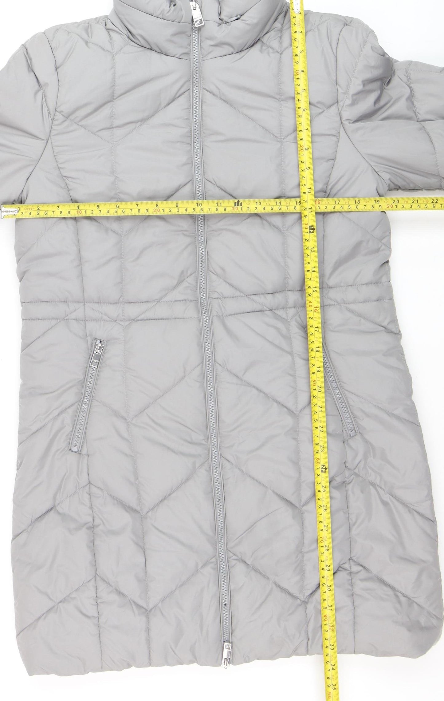 Marks and Spencer Women's Grey Long Puffer Coat Size 12