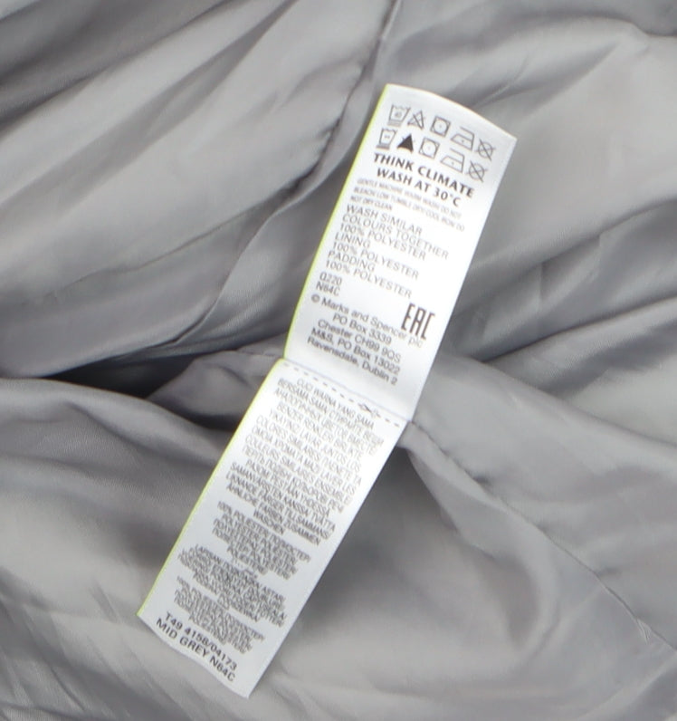 Marks and Spencer Women's Grey Long Puffer Coat Size 12