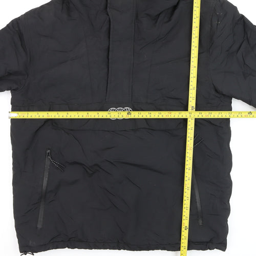 Pull & Bear Men's Black Hooded Anorak Jacket Size M Nylon Lined