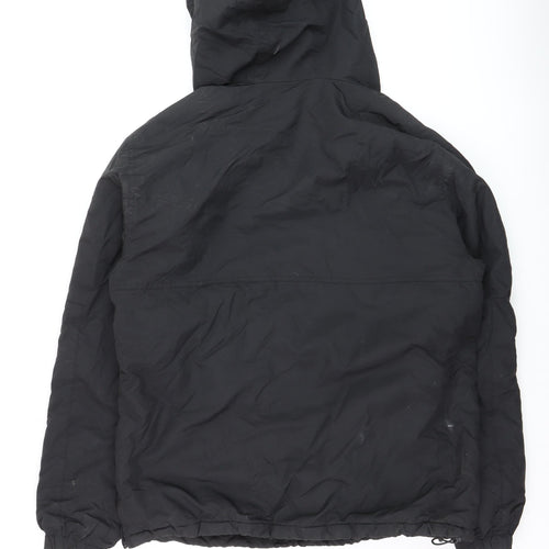Pull & Bear Men's Black Hooded Anorak Jacket Size M Nylon Lined