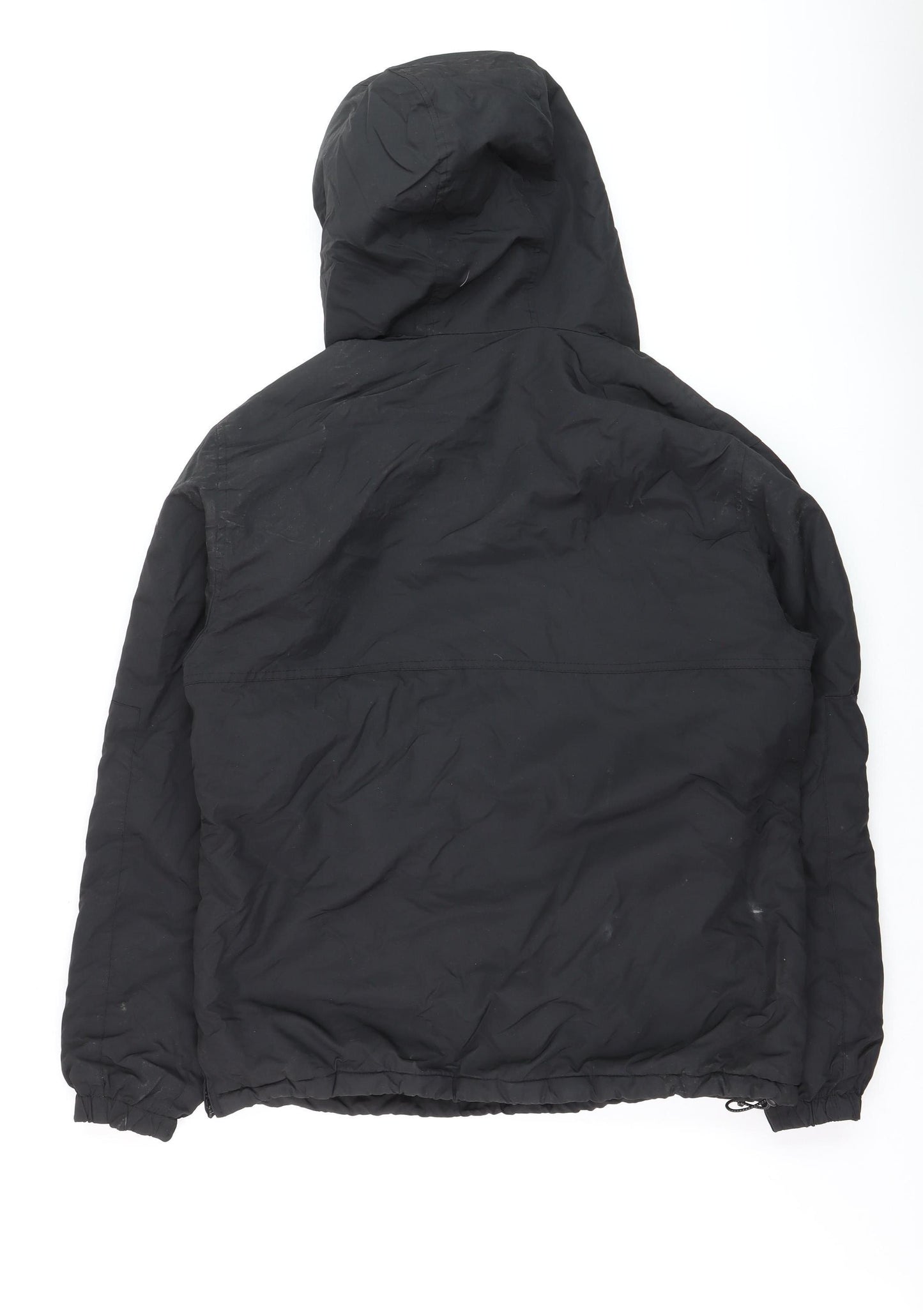 Pull & Bear Men's Black Hooded Anorak Jacket Size M Nylon Lined