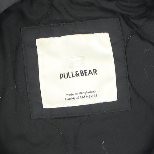 Pull & Bear Men's Black Hooded Anorak Jacket Size M Nylon Lined
