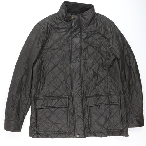 John Lewis Men’s Black XL Quilted Waxed Cotton Jacket