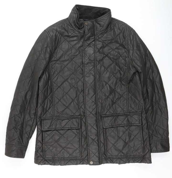 John Lewis Men’s Black XL Quilted Waxed Cotton Jacket