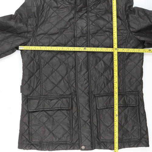 John Lewis Men’s Black XL Quilted Waxed Cotton Jacket