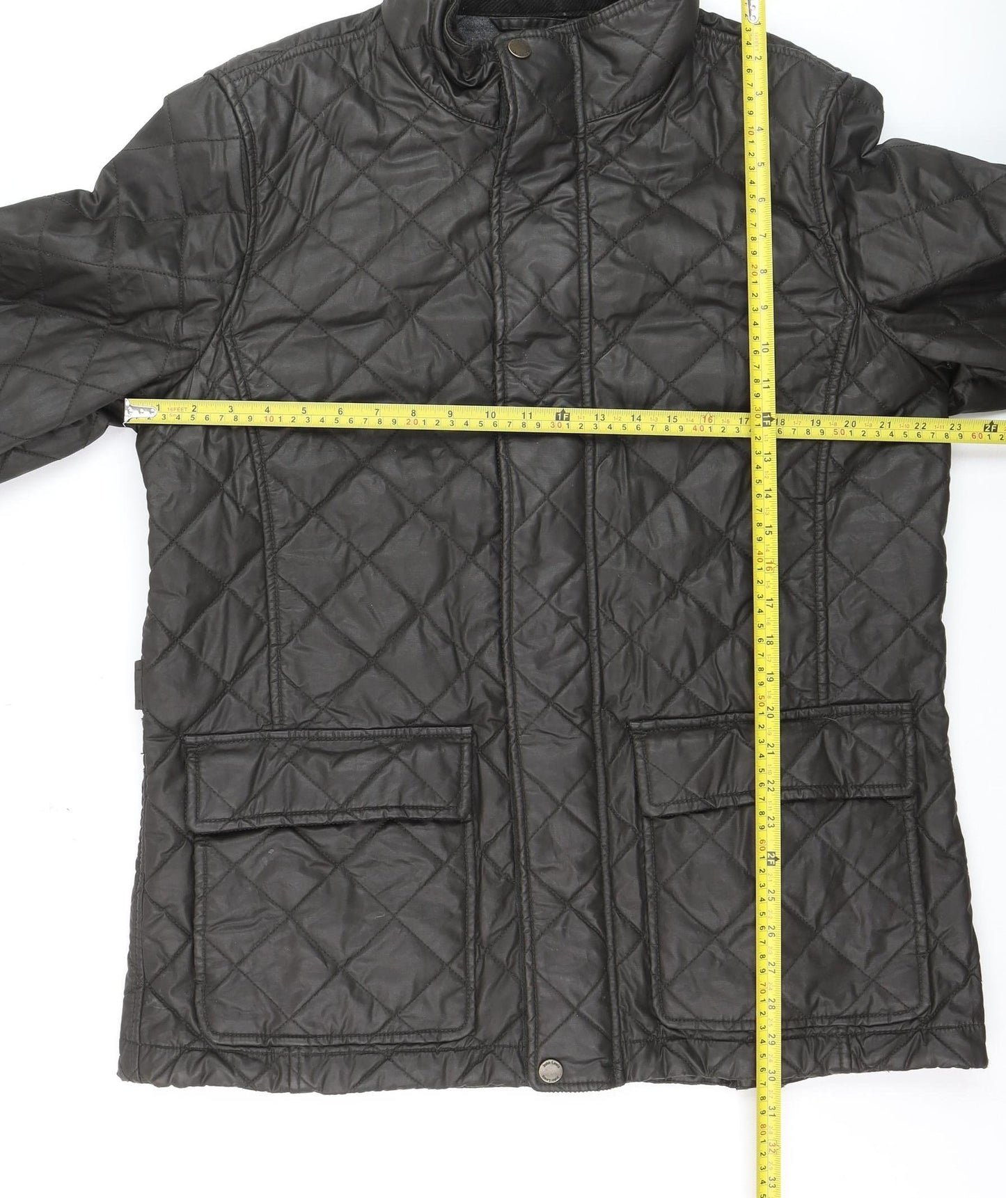 John Lewis Men’s Black XL Quilted Waxed Cotton Jacket