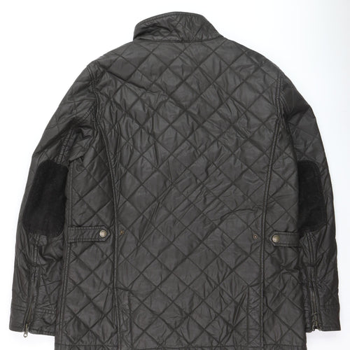 John Lewis Men’s Black XL Quilted Waxed Cotton Jacket