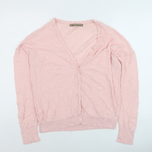 Next Women Pink Cotton V-Neck Cardigan Size 14