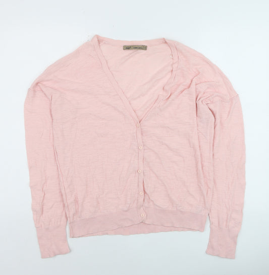 Next Women Pink Cotton V-Neck Cardigan Size 14
