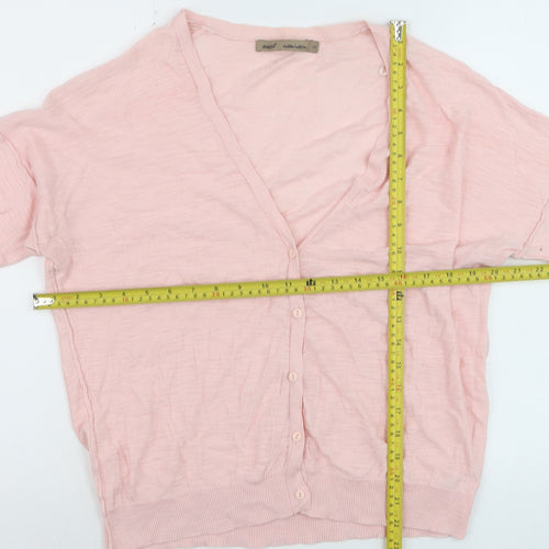 Next Women Pink Cotton V-Neck Cardigan Size 14