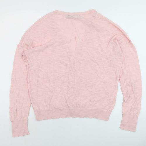Next Women Pink Cotton V-Neck Cardigan Size 14
