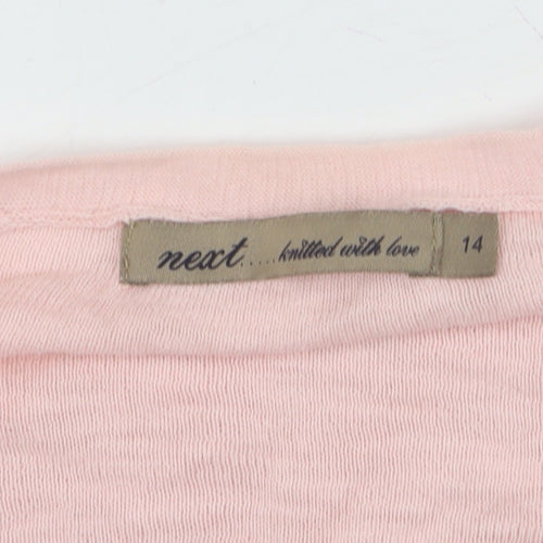 Next Women Pink Cotton V-Neck Cardigan Size 14