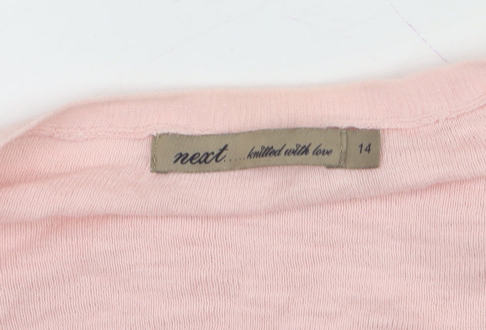 Next Women Pink Cotton V-Neck Cardigan Size 14