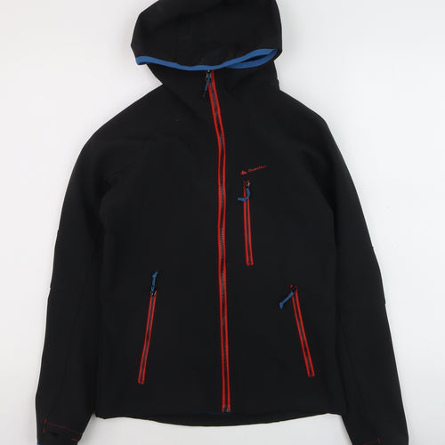 Quechua Teens Black Softshell Hooded Hiking Jacket Size 164