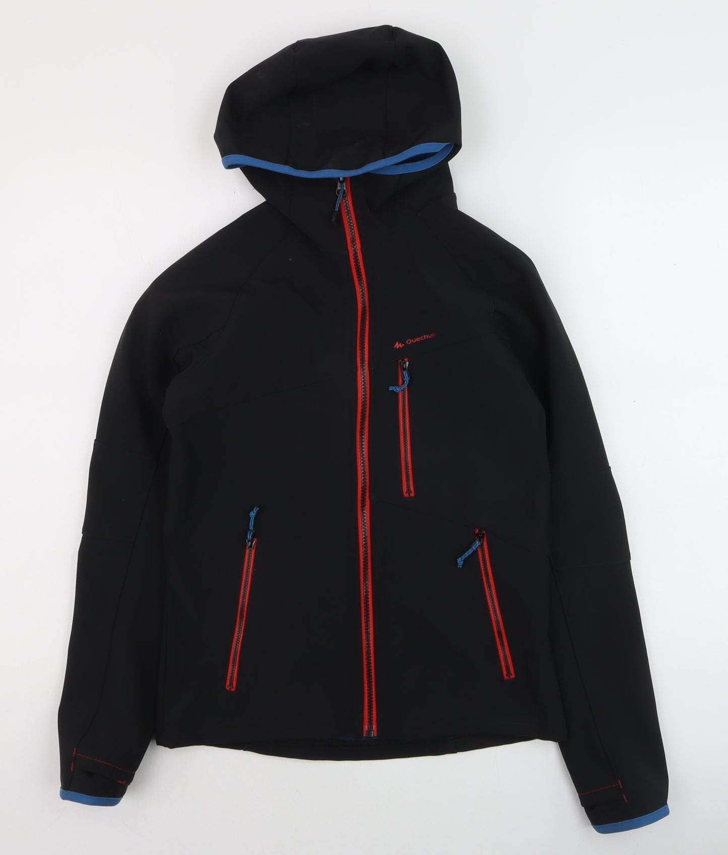Quechua Teens Black Softshell Hooded Hiking Jacket Size 164