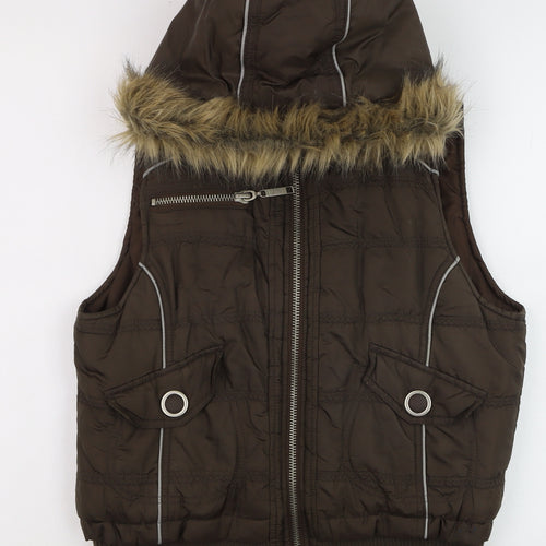 Mossimo Supply Co. Womens Brown L Hooded Puffer Waistcoat