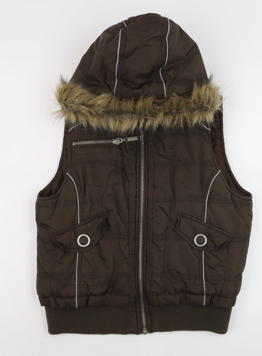 Mossimo Supply Co. Womens Brown L Hooded Puffer Waistcoat
